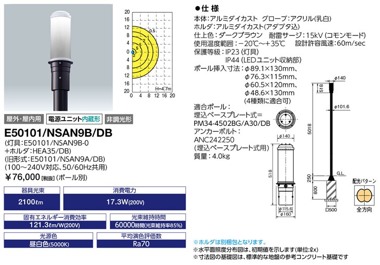 E50101/NSAN9B/DB ���d�C ���j���[�A���p�|�[�����C�g LED�i�����F�j
