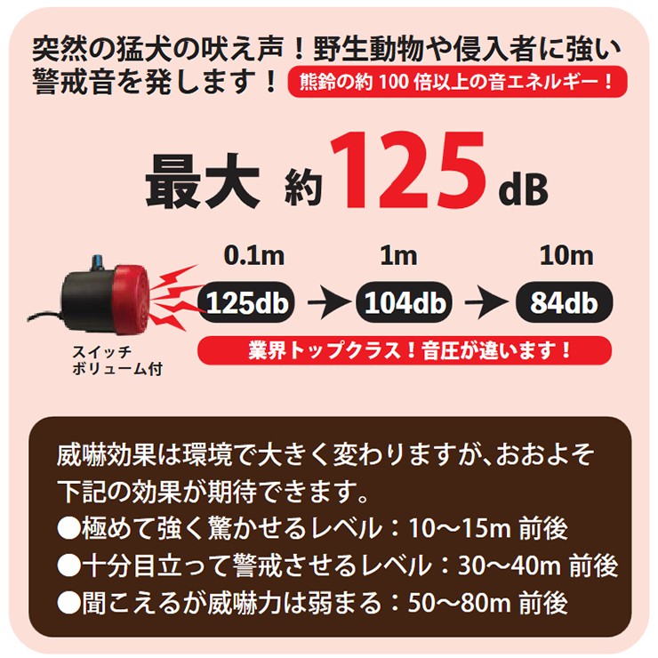 熊よけホーン 125dB 大音量 熊対策 DCC013-HOW-D わんわんホーンコンパクト 熊よけグッズ 登山 キャンプ 携帯