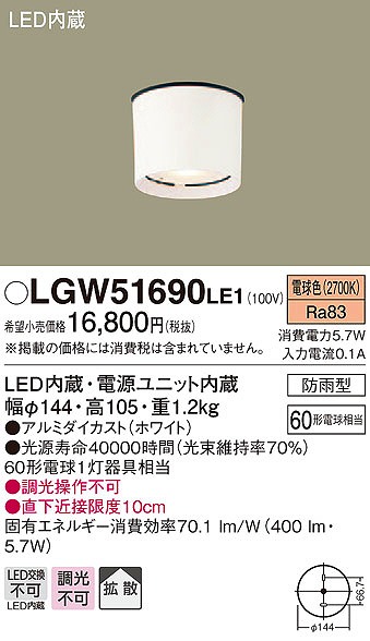 LGW51690LE1 pi\jbN pV[OCg LEDidFj (LGW51671LE1 i)